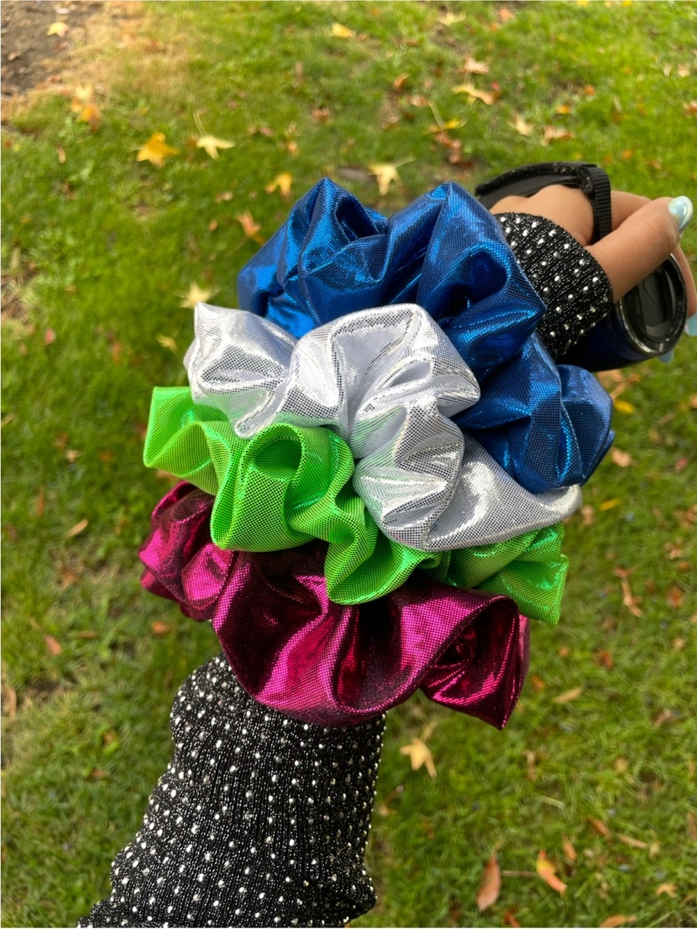 Shiny Metallic Multi-Color Scrunchie Set